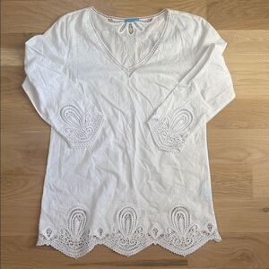 J.McLaughlin White Eyelet Cotton Tunic – Size Small